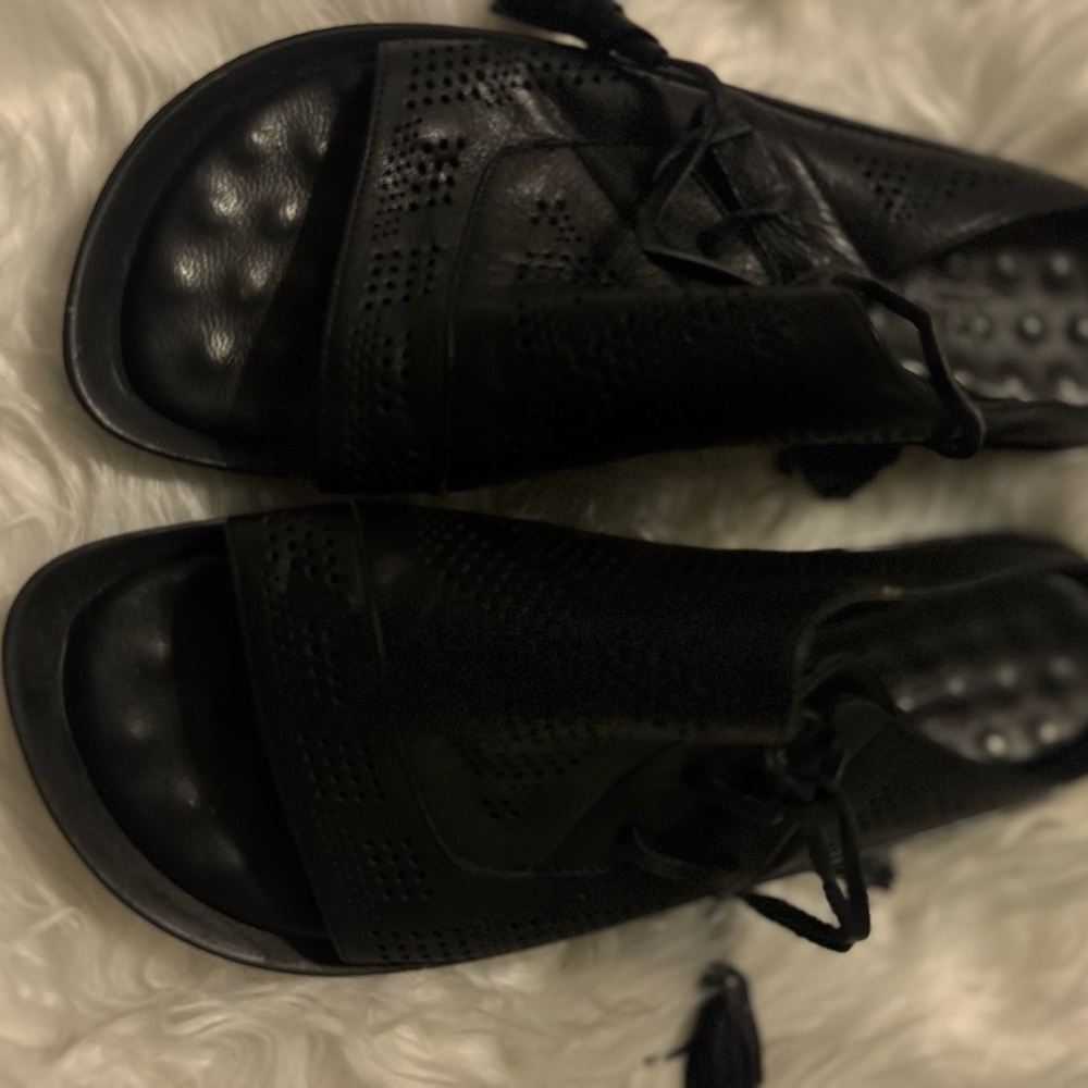 Spring Step Black Perforated Sandals - Picture 2 of 6